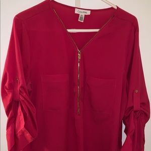 Calvin Klein Flowy Top w/ Gold Embellishments